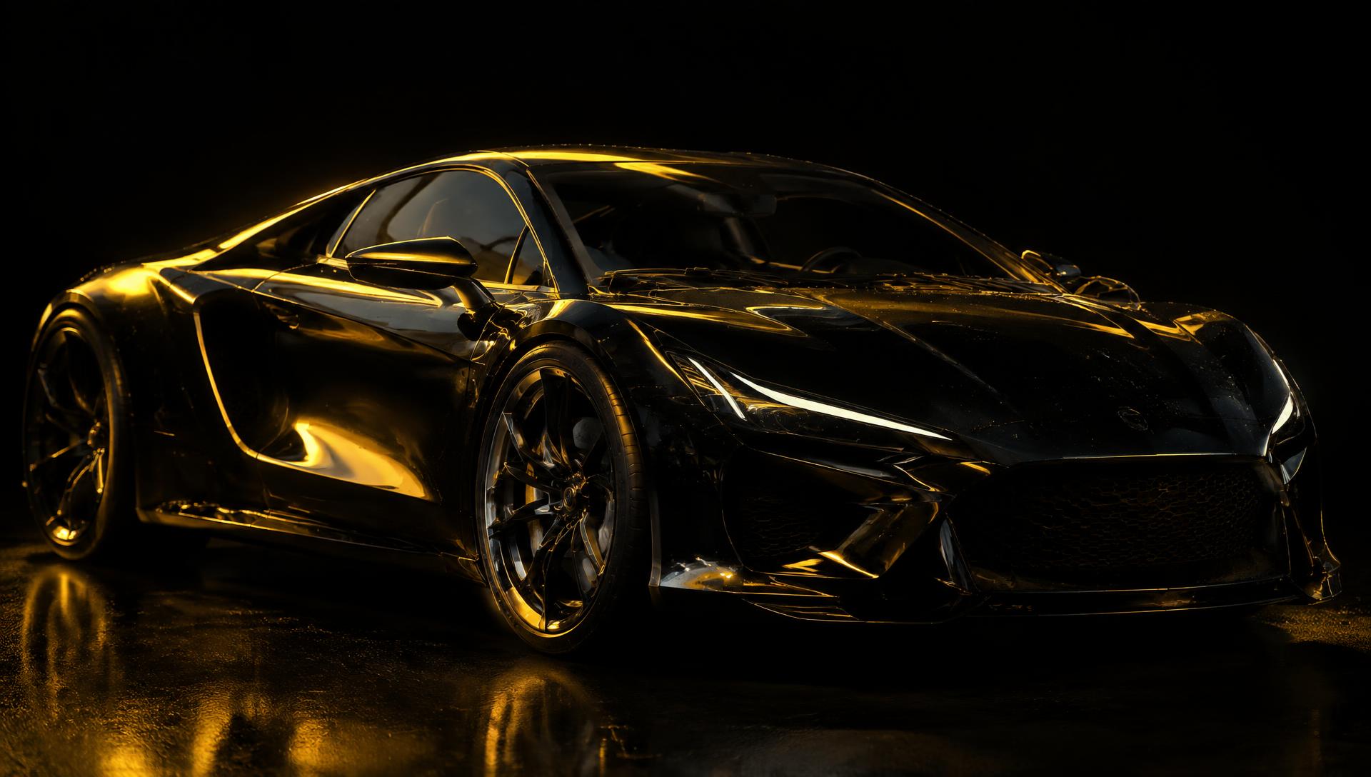 Black supercar with a polished finish